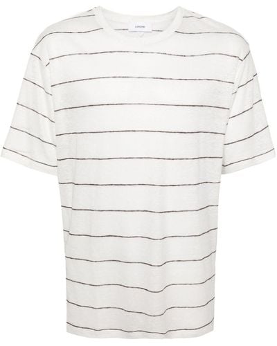 Lardini Gestreiftes T-Shirt aus Feinstrick - Weiß
