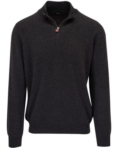 Kiton Zip-up Knitted Sweater - Black