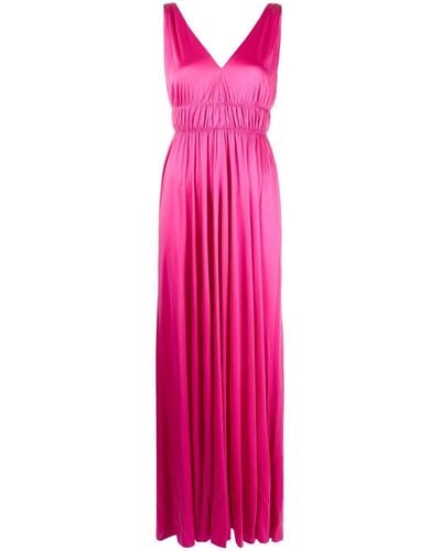P.A.R.O.S.H. V-necked Long Dress - Pink