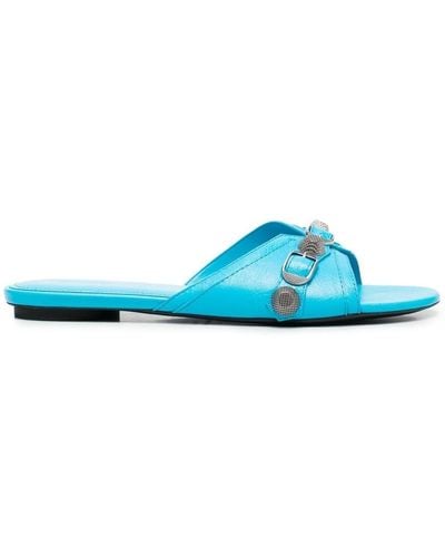 Balenciaga Cagole Flat Sandals - Blue