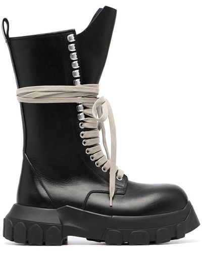 Rick Owens Lace-up Leather Boots - Black