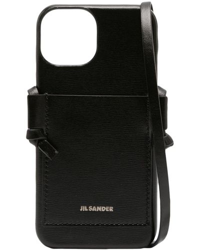 Jil Sander Logo-stamp Leather Iphone 13 Pro Case - Black