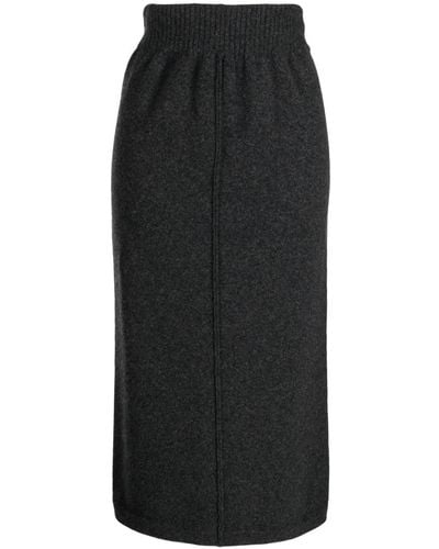 Pringle of Scotland Elasticated-waist Wool-cashmere Blend Skirt - Black