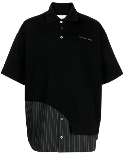 Feng Chen Wang Panelled Cotton Polo Shirt - Black