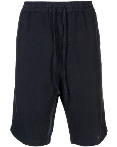 120% Lino Mid-rise Linen Bermuda Shorts - Blue