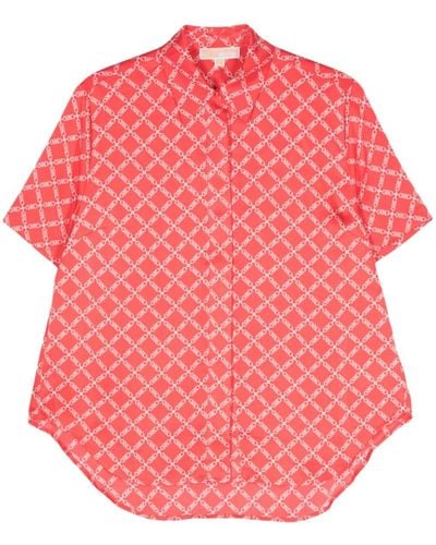Michael Kors Empire Logo-print Satin Shirt - Pink