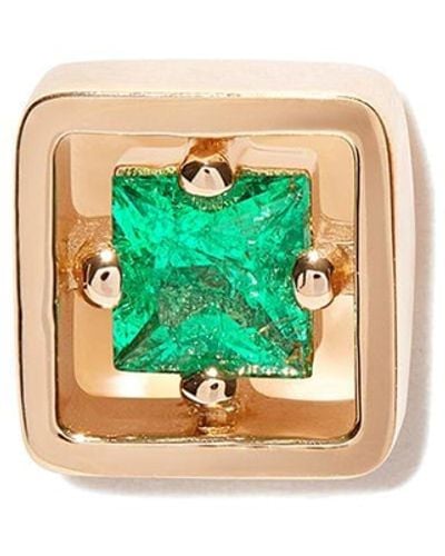 Suzanne Kalan 18kt Yellow Gold Inlay Emerald Stud Earring - Metallic