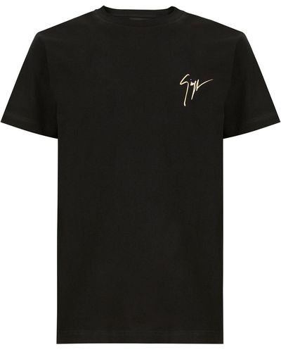 Giuseppe Zanotti Camiseta con estampado de firma - Negro
