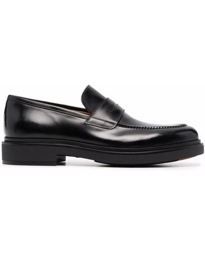 Santoni Patent-finish Leather Loafers - Black