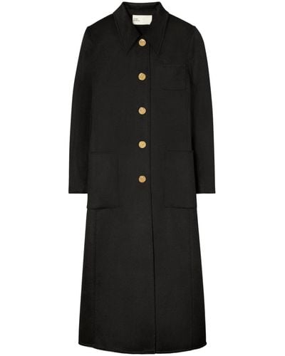 Tory Burch Straight-point Collar Wool Coat - Black
