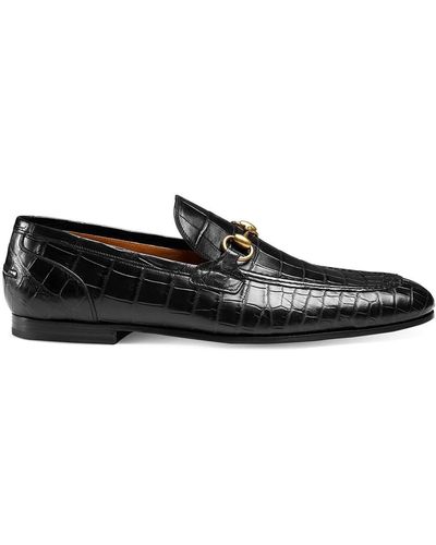 Gucci Jordaan Crocodile Loafer in Black for Men | Lyst