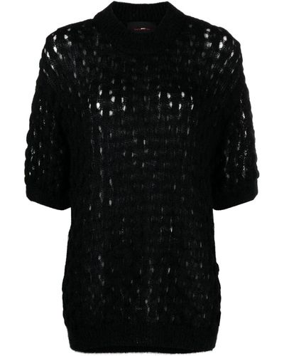 Simone Rocha Fisherman's Knit Short-sleeve Top - Black
