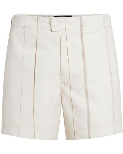 Zegna Stripe-print Swim Shorts - White