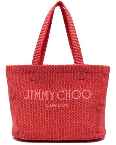 Jimmy Choo Strandtasche mit Logo-Stickerei - Rot