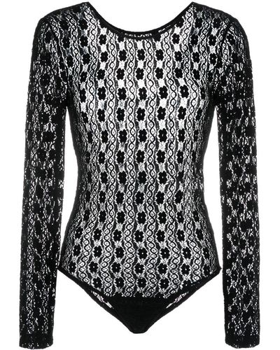 Maje Round-neck Lace Bodysuit - Black