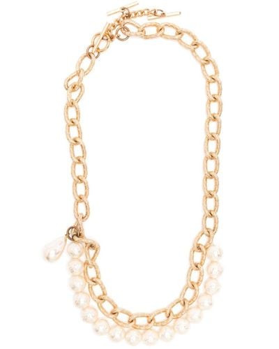 Dolce & Gabbana Cable-link Faux-pearl Necklace - Metallic