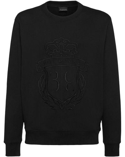 Billionaire Logo-embroidered Cotton Sweatshirt - Black