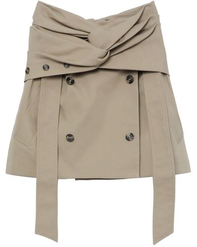 ROKH Twist-embellished Cotton Mini Skirt - Natural