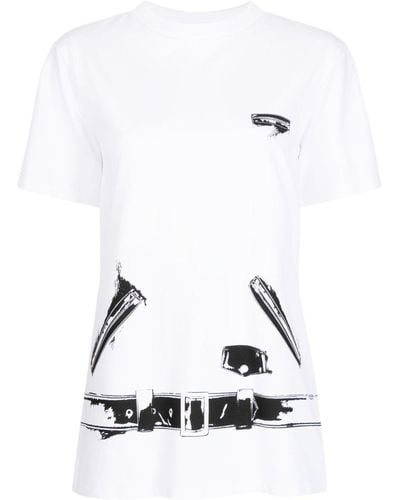we11done T-Shirt mit grafischem Print - Weiß
