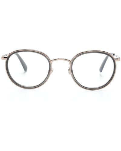 Moncler Ovale Brille mit Logo-Gravur - Schwarz
