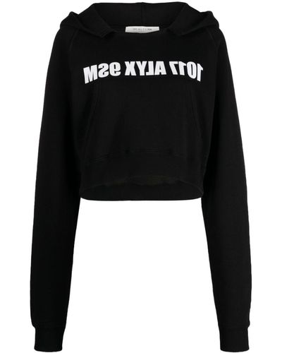 1017 ALYX 9SM Logo-print cropped cotton hoodie - Nero