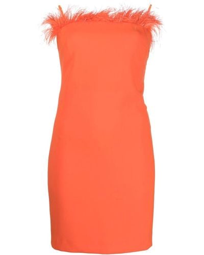 Patrizia Pepe Feather-trim Strapless Mini Dress - Orange