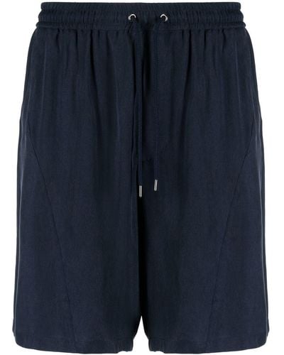 Giorgio Armani Drawstring Cotton Bermuda Shorts - Blue