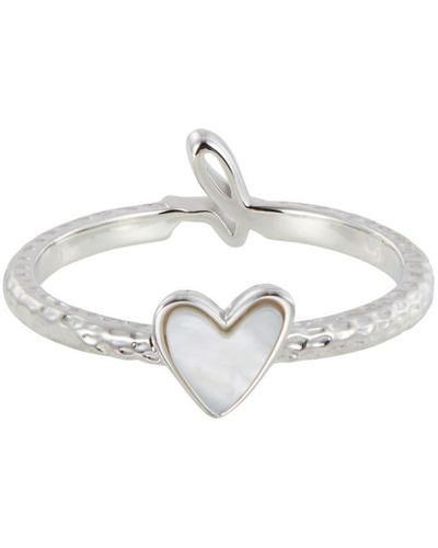 agnès b. Heart-motif Hammered Ring - White