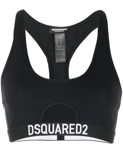 DSquared² Logo-underband Sports Crop Top - Black