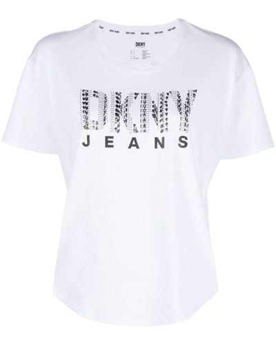 DKNY ロゴ スタッズ Tシャツ - ホワイト
