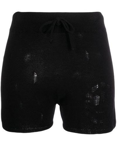 Barrow Distressed-effect Knitted Shorts - Black