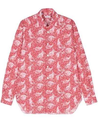 Kiton Popeline Overhemd Met Paisley-print - Roze