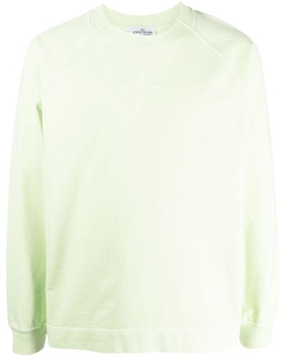 Stone Island Logo-embroidered Cotton Sweatshirt - Green