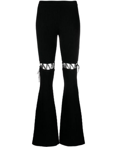 Nensi Dojaka Cut-Out Detail Flared Knit Pants - Black