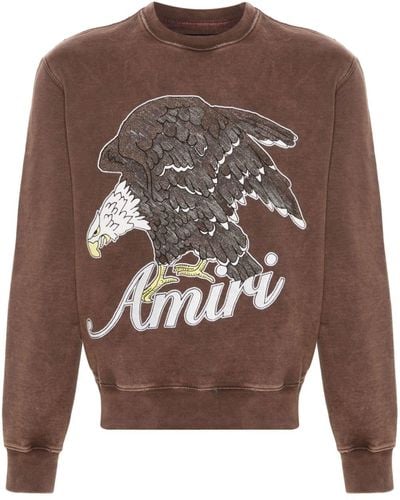 Amiri Eagle-print Cotton Sweatshirt - Brown