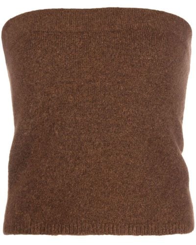 Vince Strapless Knit Top - Brown