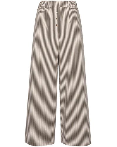 Claudie Pierlot Striped Wide-leg Pants - Grey