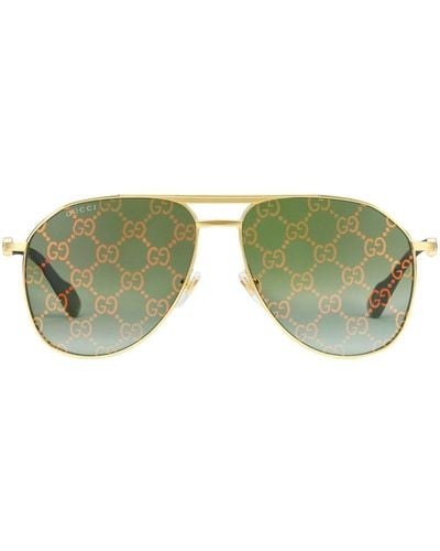 Gucci Guccissima Pilot-frame Sunglasses - Green