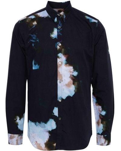 Paul Smith Katoenen Overhemd Met Print - Blauw