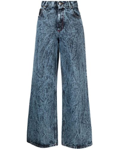 Marni Marbled Wide-leg Jeans - Blue