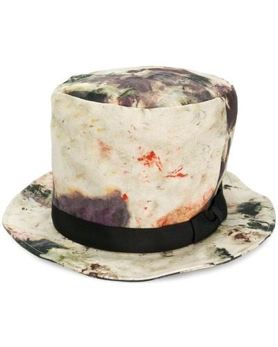 Yohji Yamamoto Chapeau haut-de-forme à imprimé tie dye - Multicolore