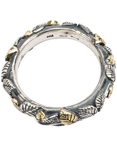Ugo Cacciatori Leaf Engraved Ring - Metallic