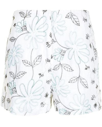 Silvia Tcherassi Floral Fitted Shorts - White