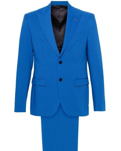 Manuel Ritz Brooch-detail single-breasted suit - Blau