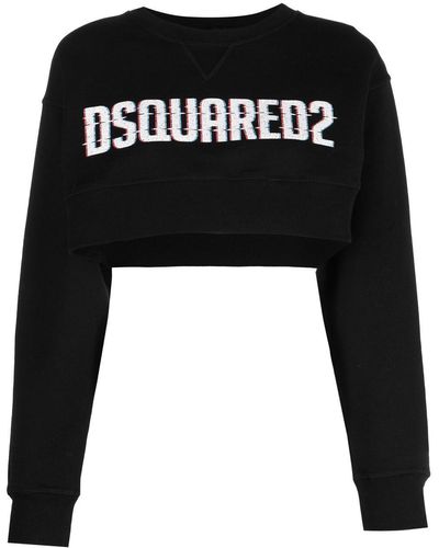DSquared² Logo-print Cropped Sweatshirt - Zwart