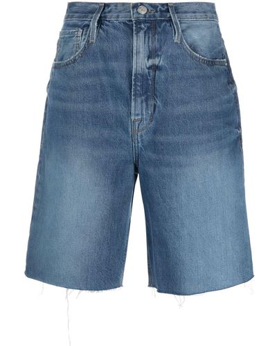 FRAME Shorts denim con bordo sfilacciato - Blu