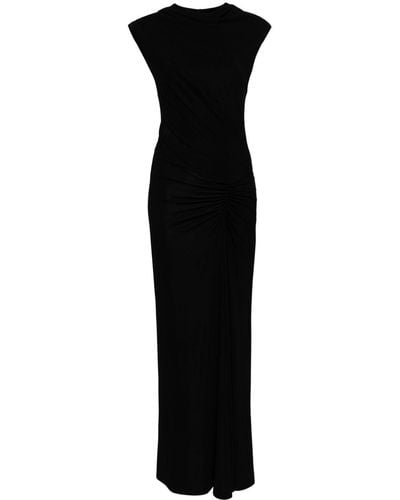 Jonathan Simkhai Elegantes midi-kleid mit geraffter taille - Schwarz