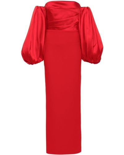 Solace London The Carmen Off-shoulder Maxi Dress - Red