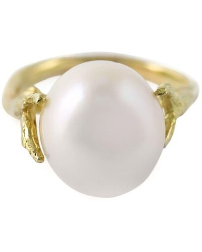 Wouters & Hendrix 18kt 'Pearl' Gelbgoldring - Weiß