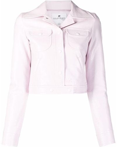 Courreges Cropped Notched Collar Jacket - Pink